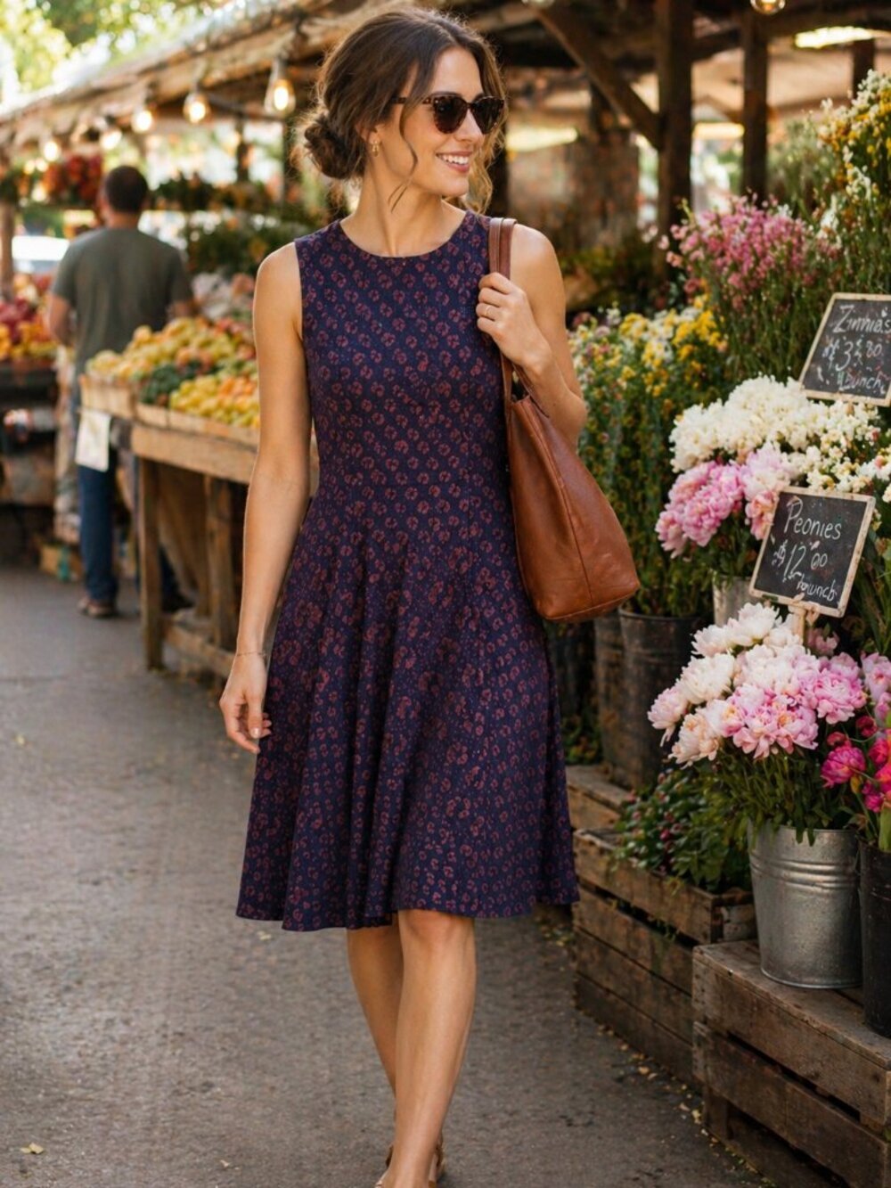Bold! Navy & Red Leopard Knit Dress
